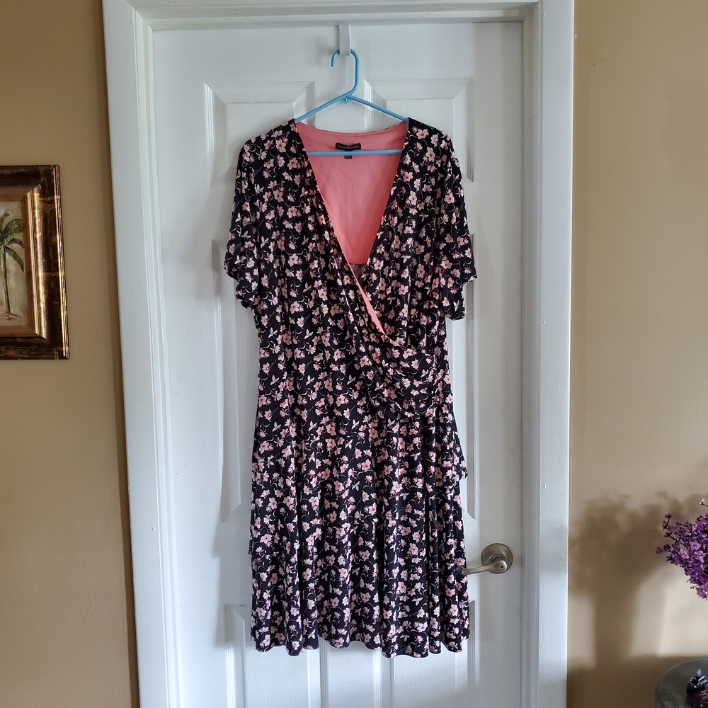 Lane Bryant Floral Faux Wrap Midi Dress